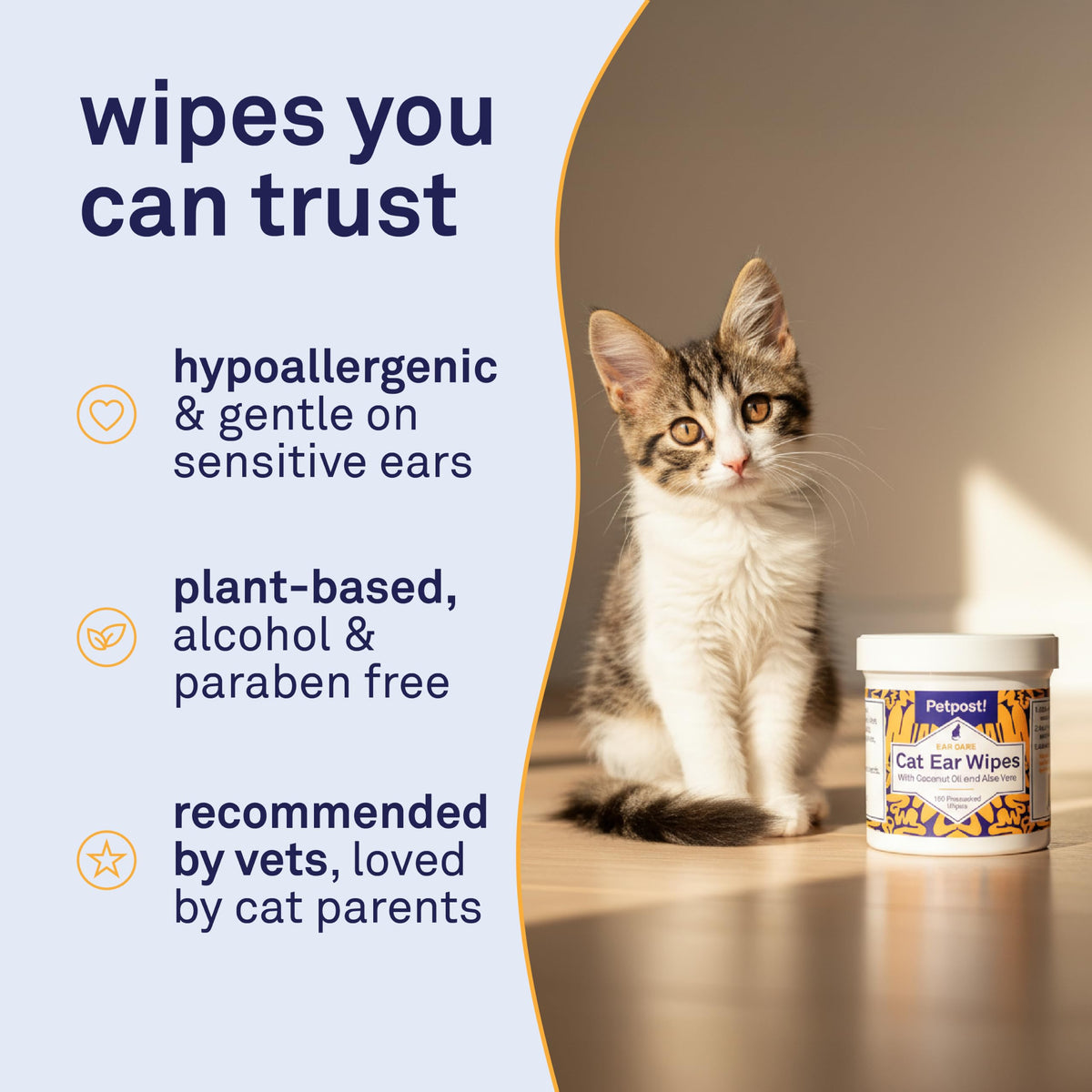 Petpost Pet Supplies in Pack of 1, Cat Ear Wipes