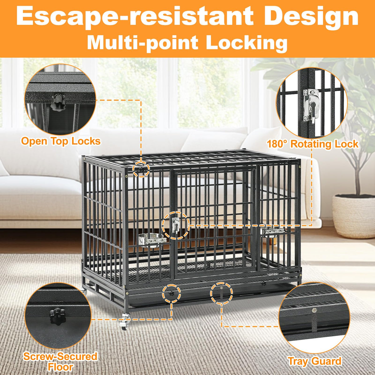 Homey Pet Animal Cage in 37"L x 22.5"W x 29.5"H - 3 Tiers - 2 Pack, Black