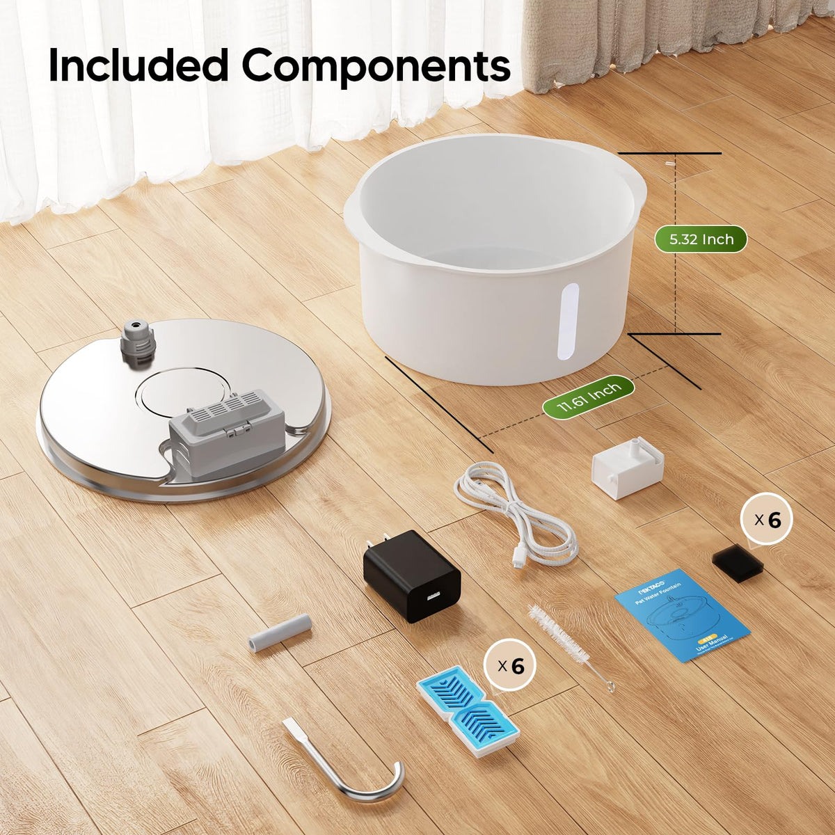 PEKTACO Animal Water Dispenser in silvery