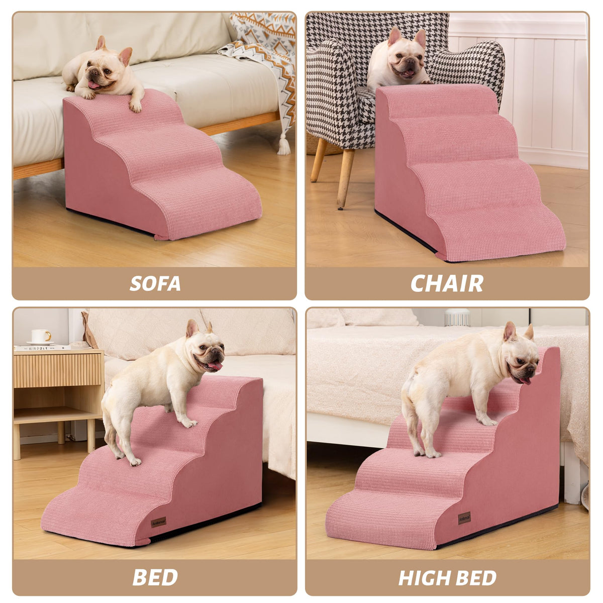 aodisman Animal Stair in Standard 3-Step 15.7"H, Pink