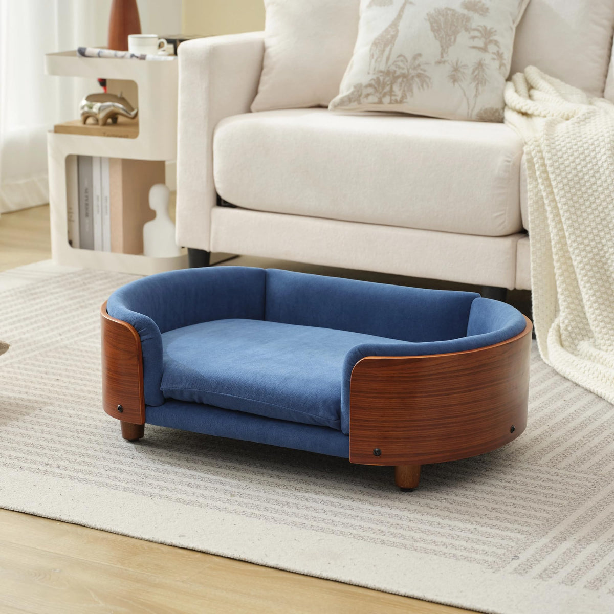 Trygoal Pet Bed Mat in 26.38, Dark Blue & Walnut