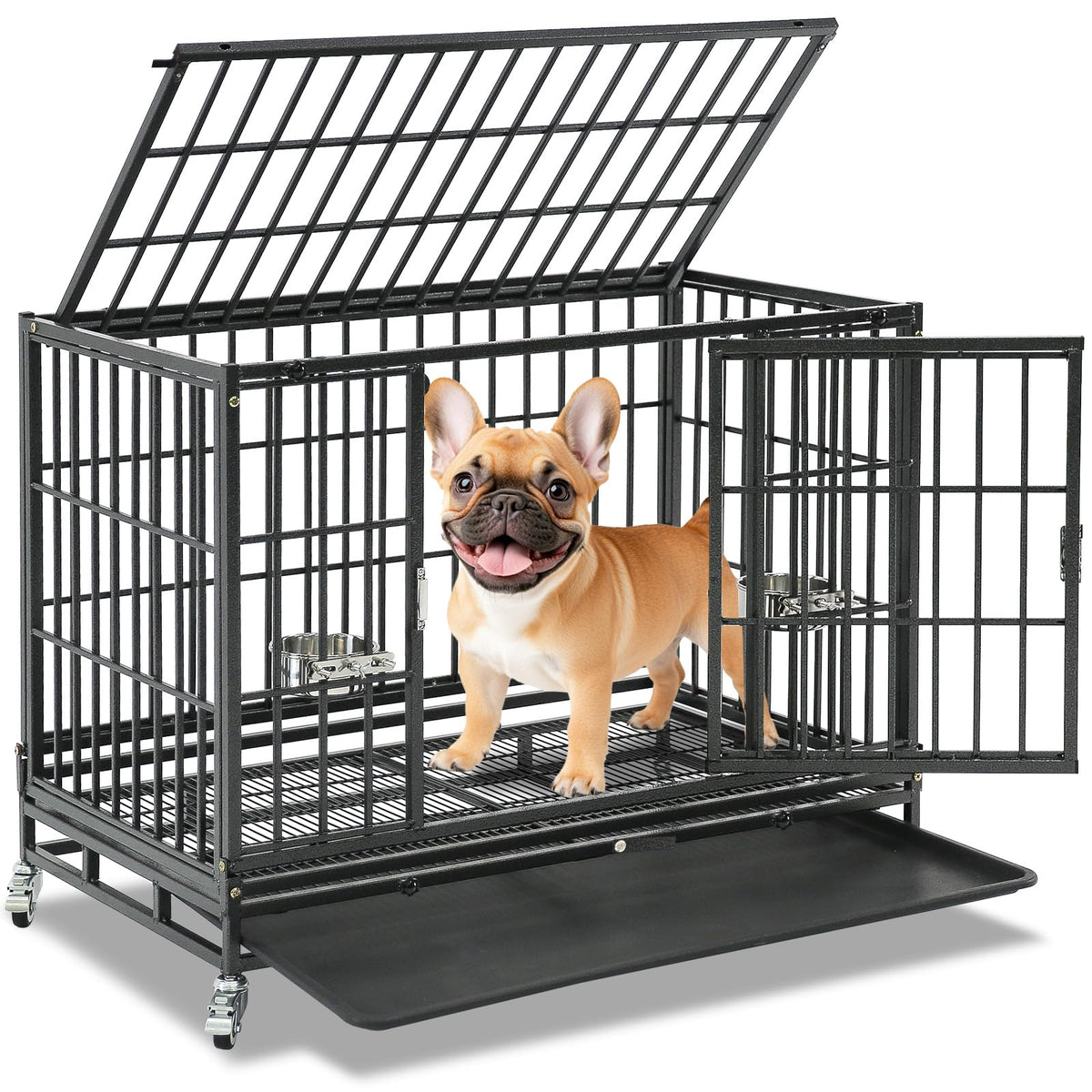 Homey Pet Animal Cage in 36.6"L x 22.4"W x 29.1"H, Black