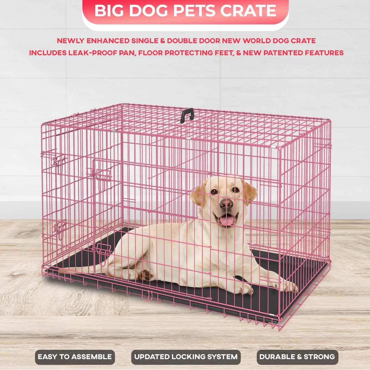 FDW Animal Cage in 42.0"L x 26.0"W x 28.0"H, Pink