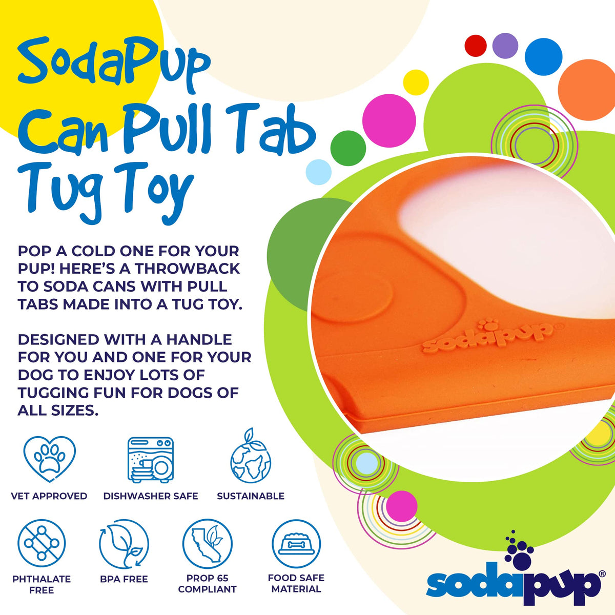 SodaPup Pet Toy in Medium, Pop Top Orange