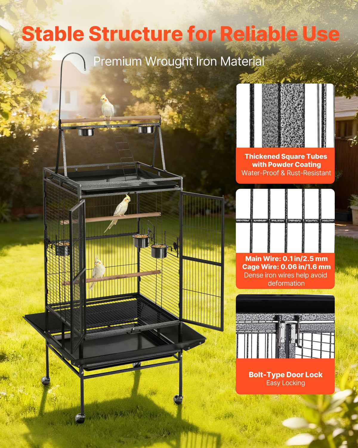 VEVOR Animal Cage in 32.7"L x 31.1"W x 82.7"H, Black