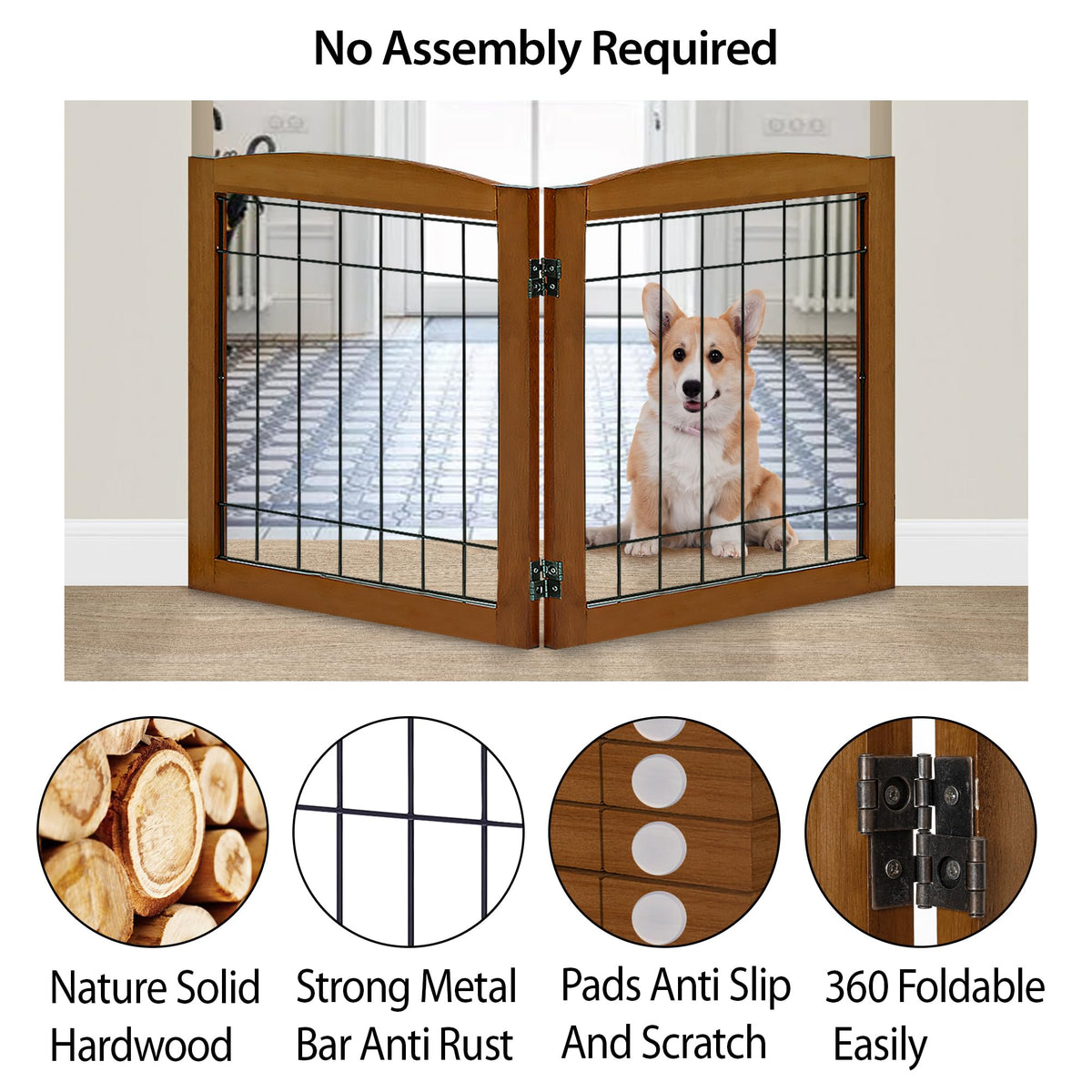 LZRS Temporary Gate in 24"Height-2 Panel, Oak Cherry