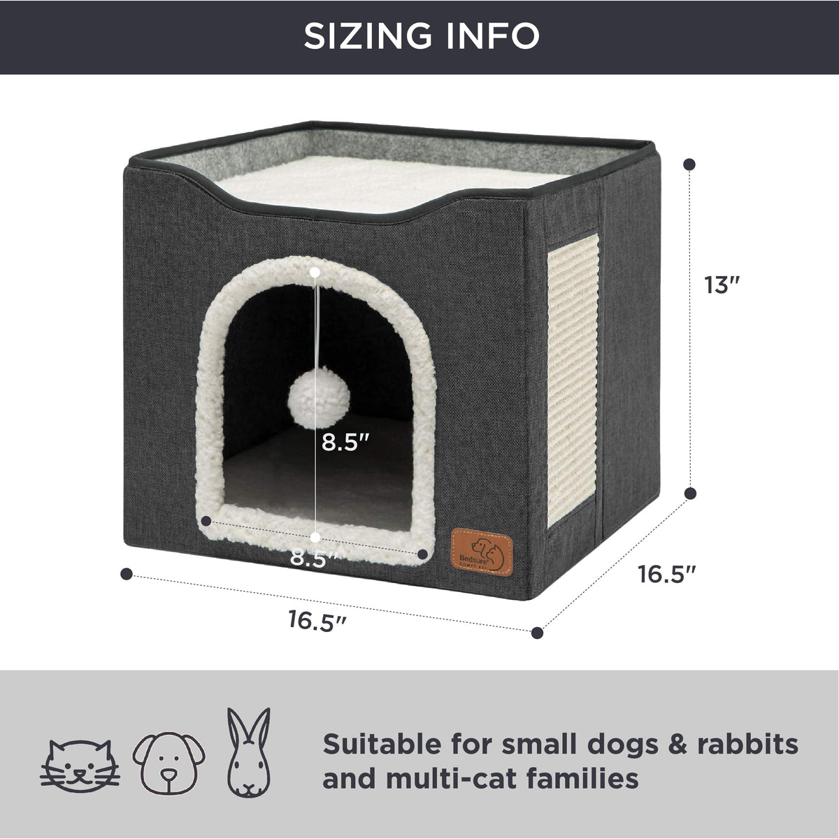 Bedsure Pet Activity Structure in Double, Dark Grey