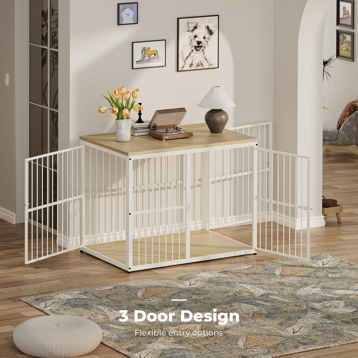 Lyromix Animal Cage in 43.3"L x 29.9"W x 33.1"H, Natural Beech