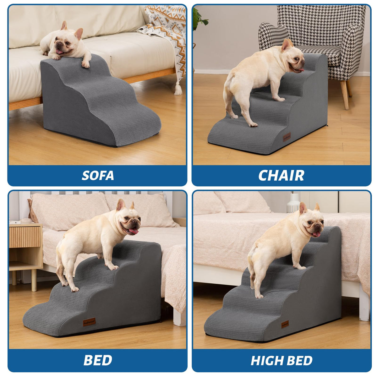 aodisman Animal Stair in Standard 3-Step 15.7"H, Grey