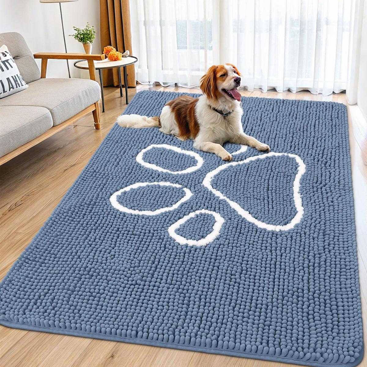 Smiry Rug in 71"X46", Airy Blue and White