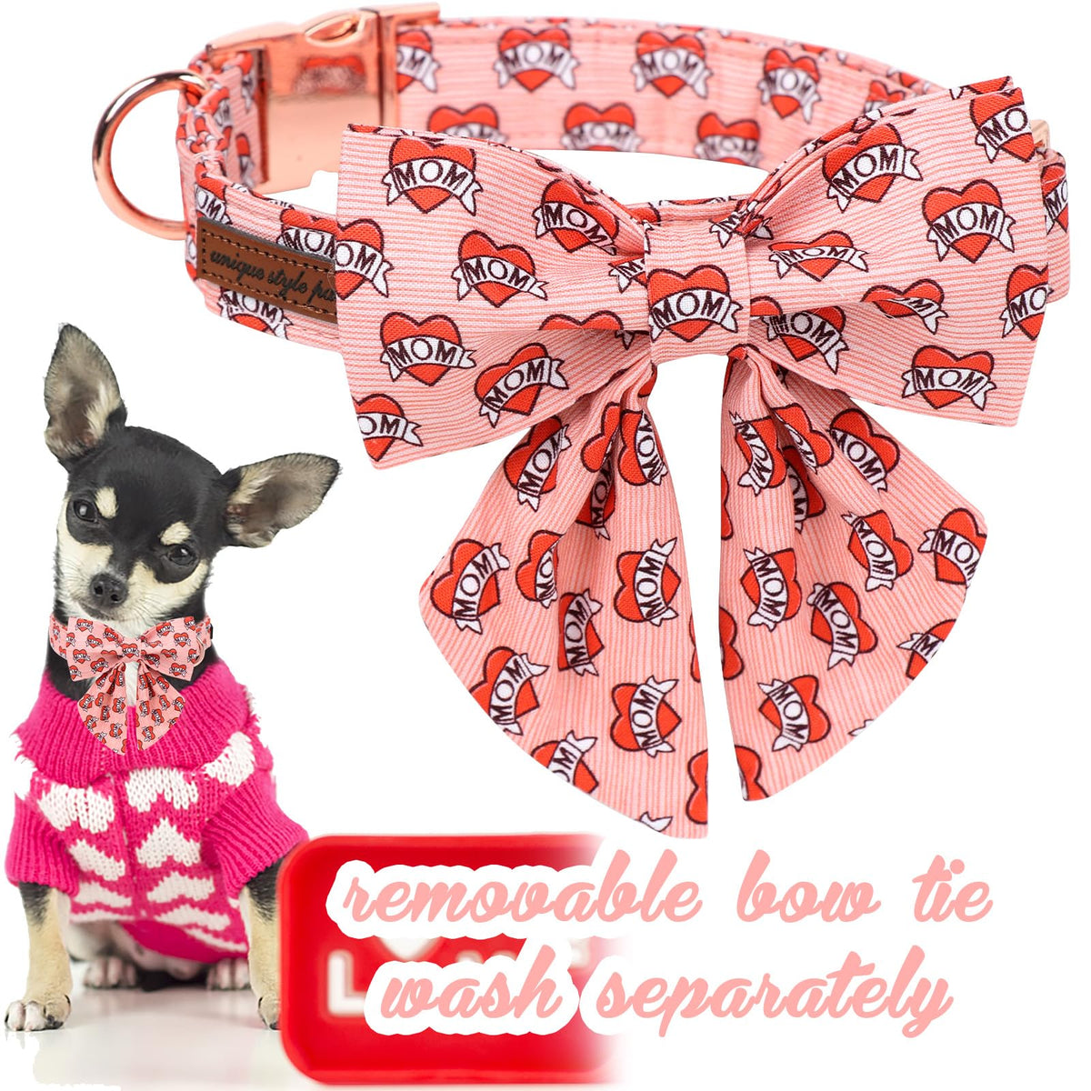 Unique style paws Animal Collar in XS, mom love-bowtie