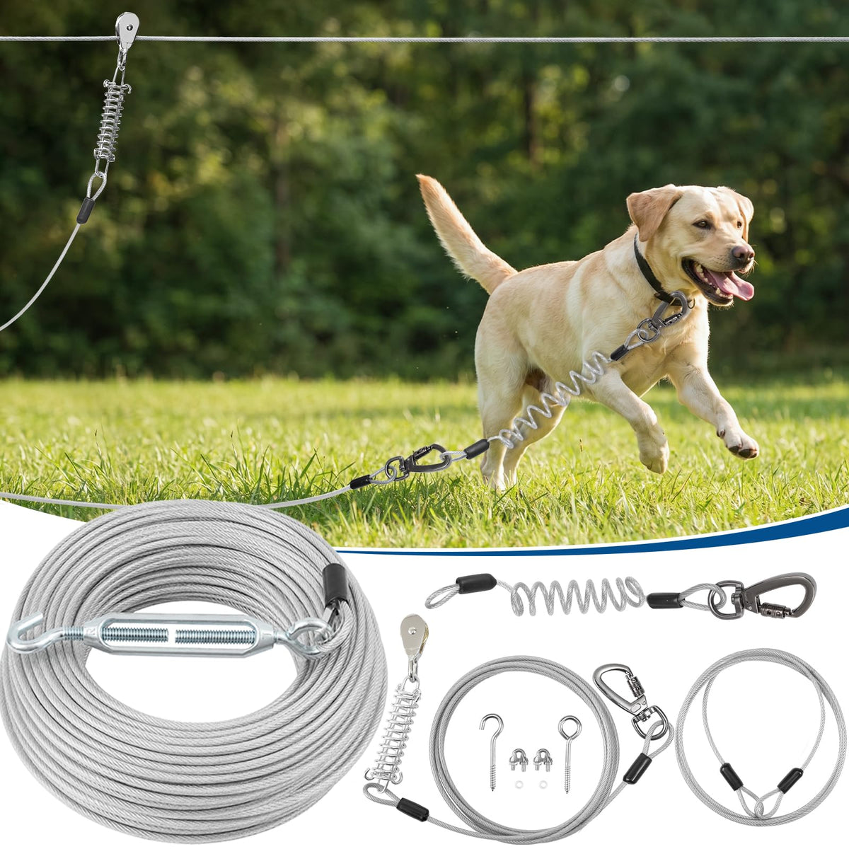 Duckygoo Leash in 50FT+10FT,250LBS, Silver