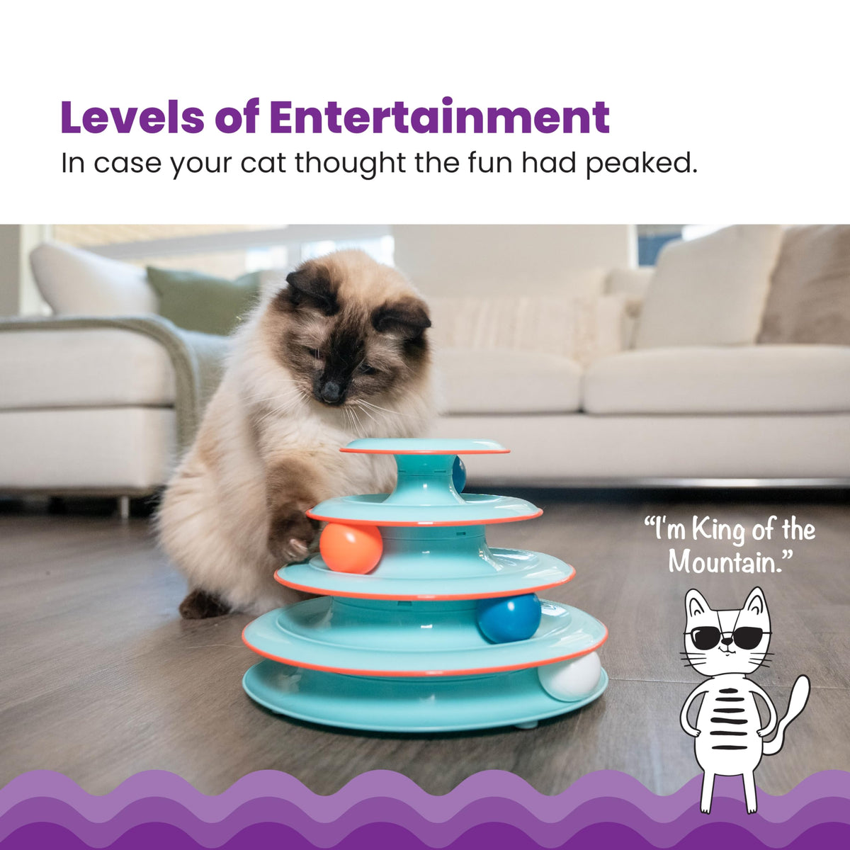 Catstages Pet Toy in One-Size, Chase Meowtain Track Tower