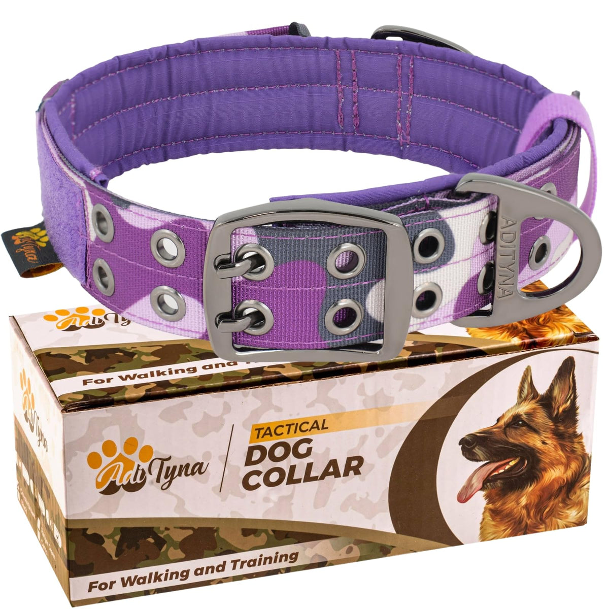 ADITYNA Animal Collar in Extra-Large: Fit 24-30" Neck, Camo Purple