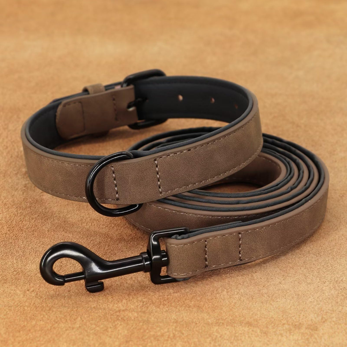 Didog Animal Collar in M: Fit Neck 11-14"(10-20 lbs), Brown Set