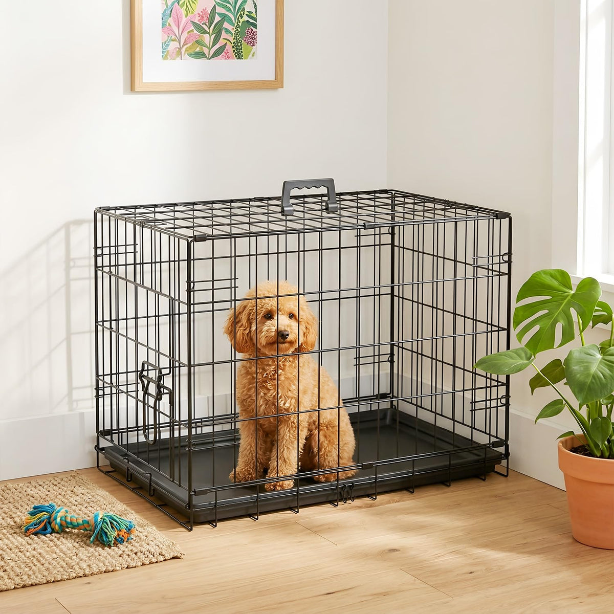 FDW Animal Cage in 24.0"L x 16.0"W x 19.0"H, Dark Black