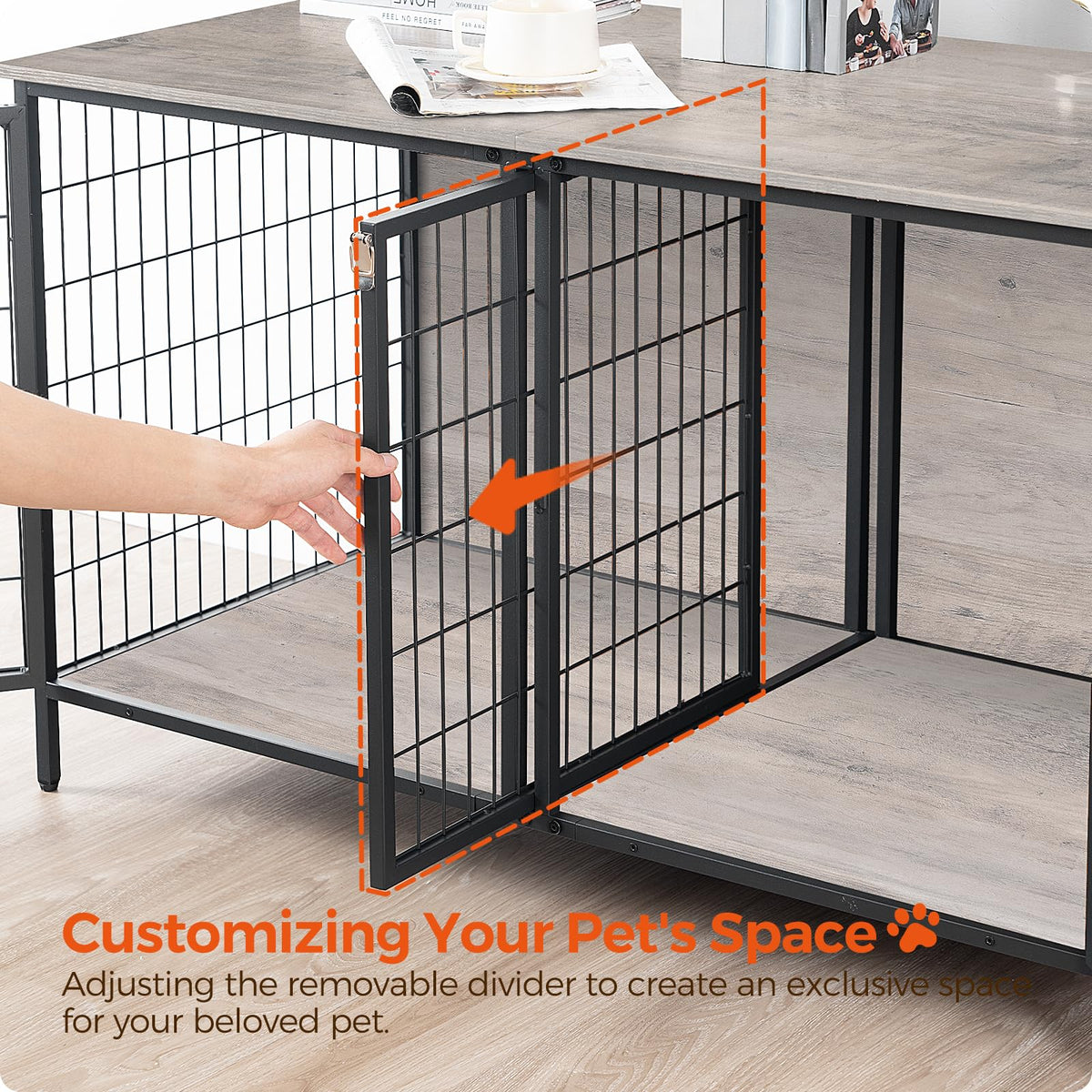 MAHANCRIS Animal Cage in 43.3"L x 21.7"W x 26.4"H, Greige