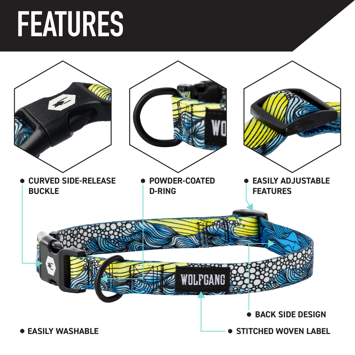 Wolfgang Man & Beast Animal Collar in Small (5/8 Inch x 8-12 Inch), DawnPatrol Print