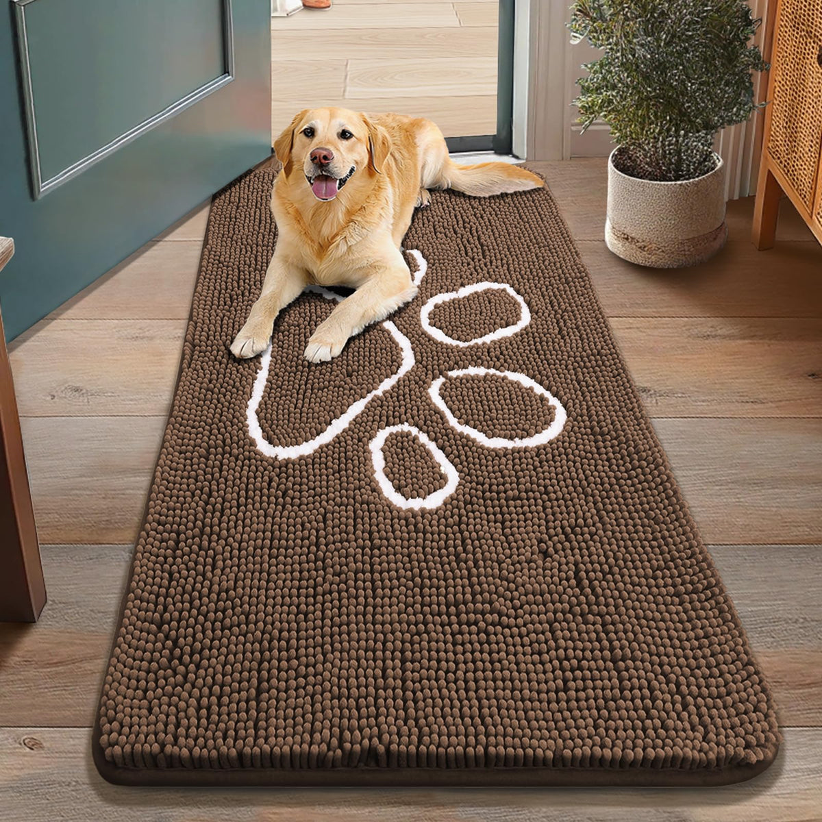 Smiry Rug in 48"X30", Coffee and White