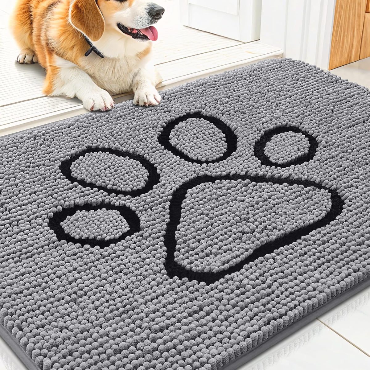 Smiry Rug in 30"X20", Grey and Black