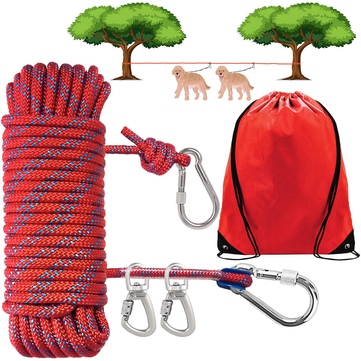 SIAELT Leash in 50Ft, Red for2