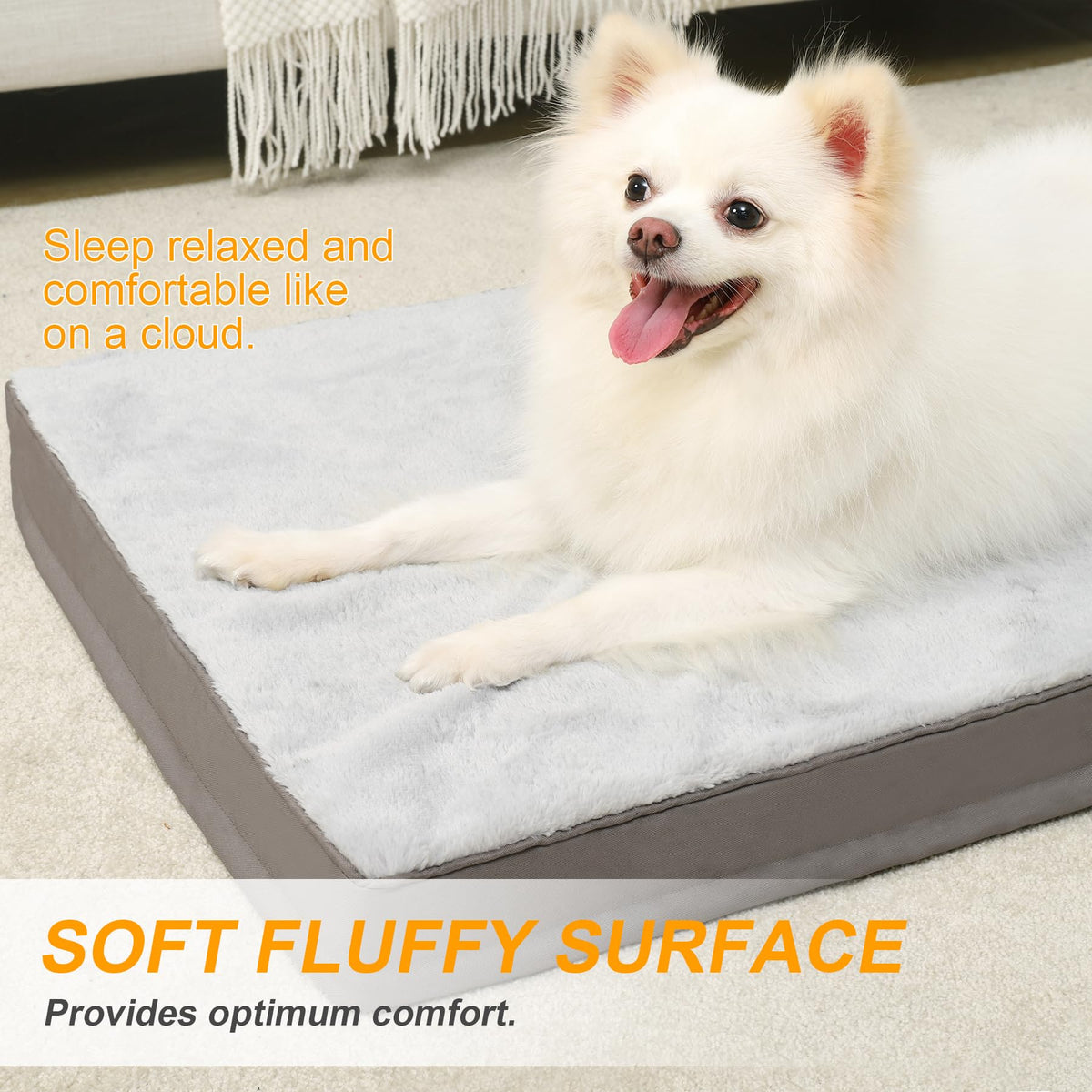 KSIIA Pet Bed Mat in 23.0"L x 17.0"W x 3.0"Th, Light Grey