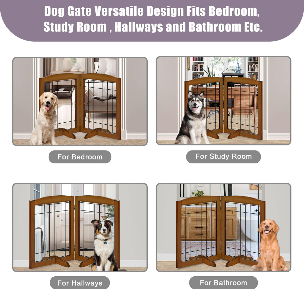LZRS Temporary Gate in 30"Height-2 Panel, Oak Cherry