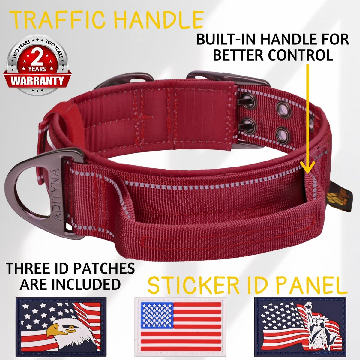 ADITYNA Animal Collar in Medium: Fit 15-19" Neck, Burgundy