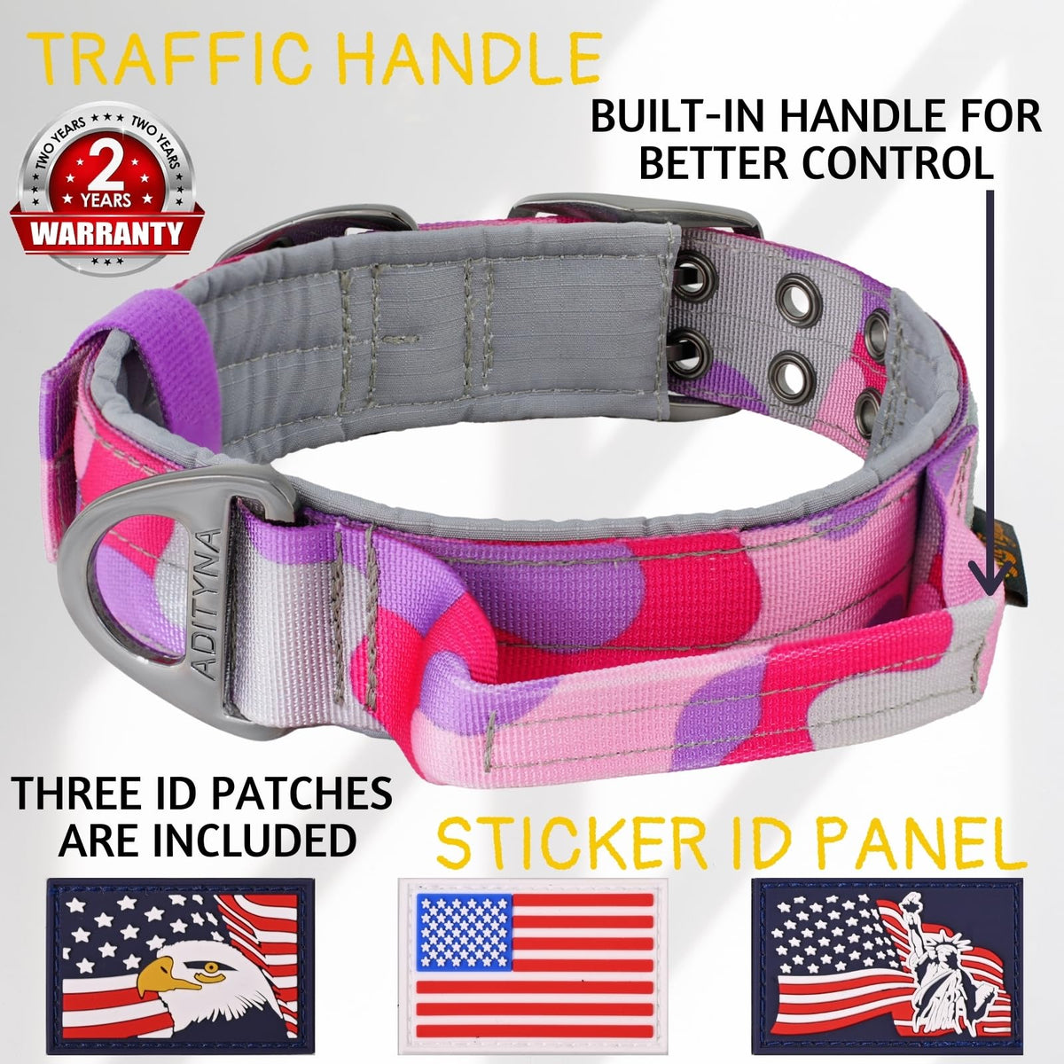 ADITYNA Animal Collar in Extra-Large: Fit 24-30" Neck, Camo Pink Purple