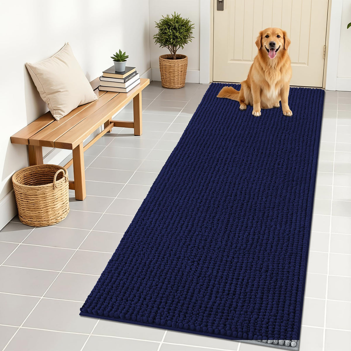 OLANLY Pet Bed Mat in 70" X 24", Navy Blue