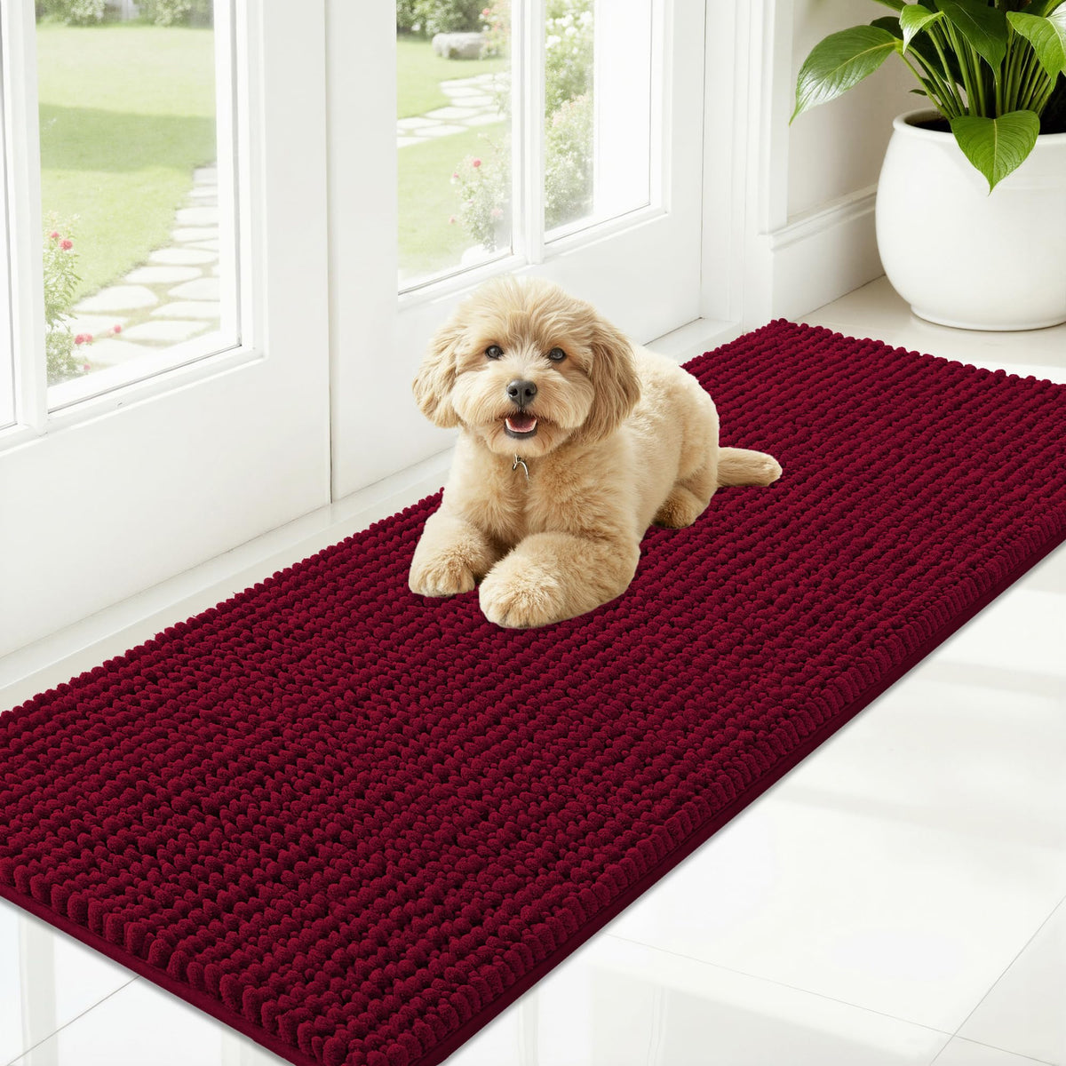 OLANLY Pet Bed Mat in 59" X 20", Burgundy