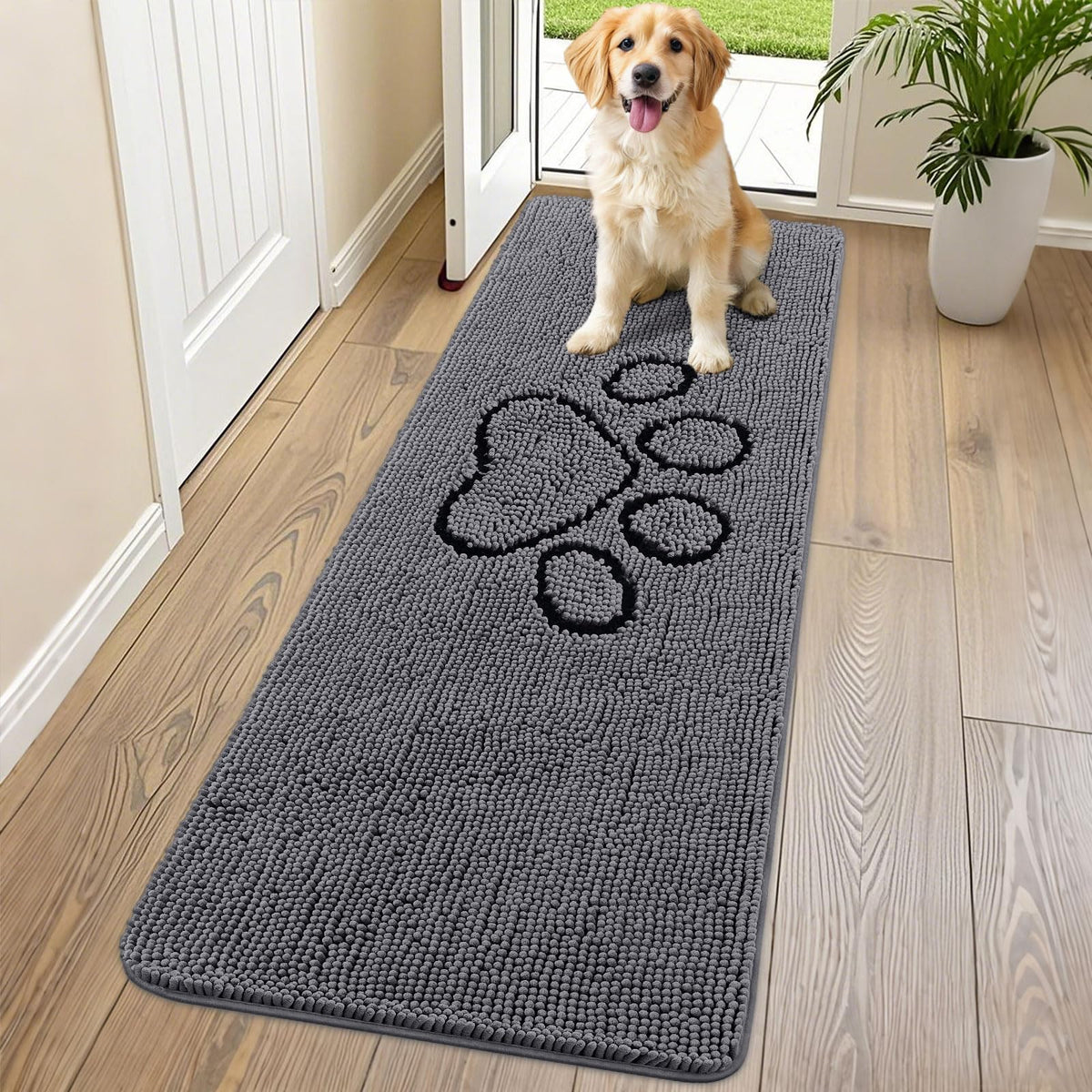 Smiry Rug in 70"X24", Dark Grey and Black