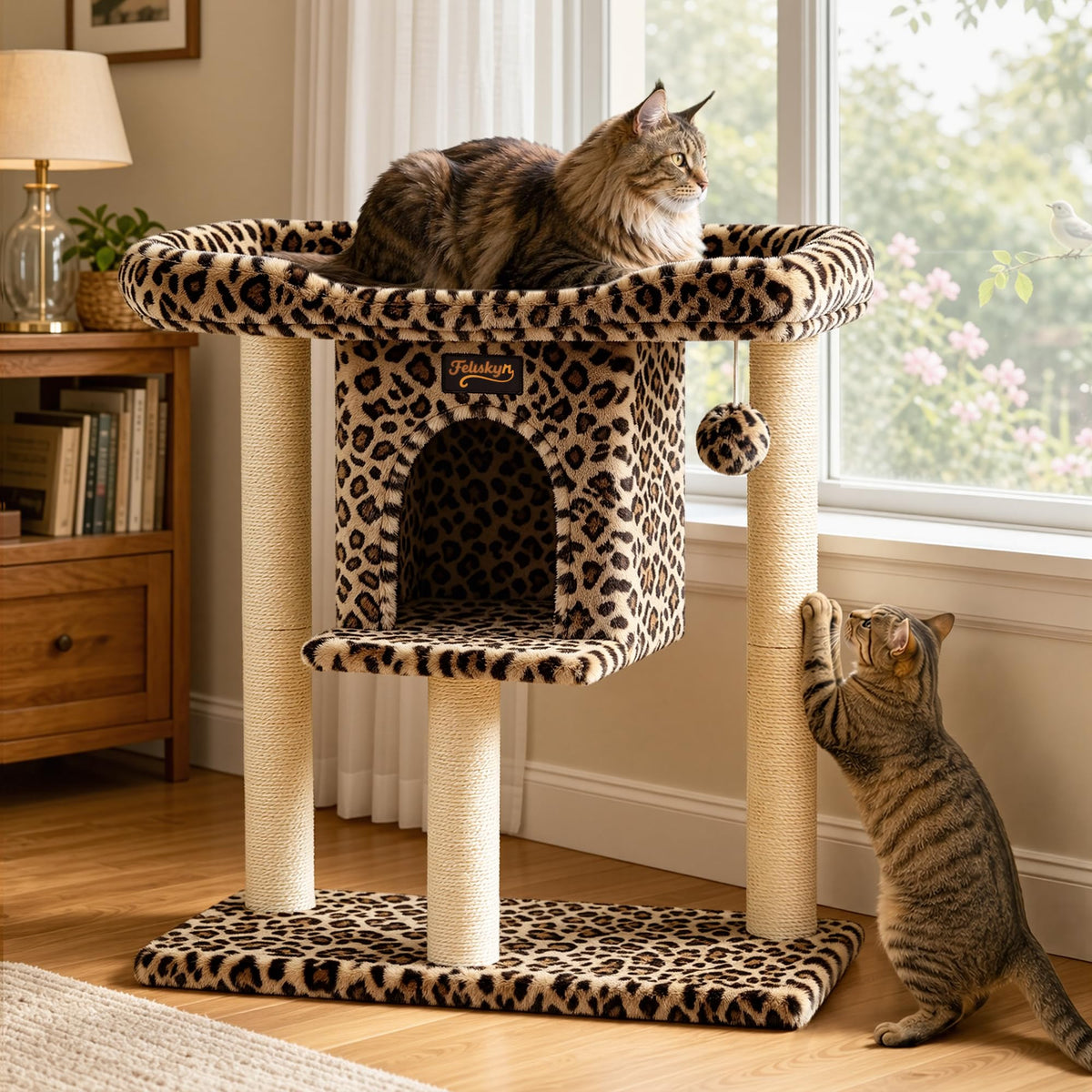 Feliskyn Pet Activity Structure in 28 Inches, Leopard Print