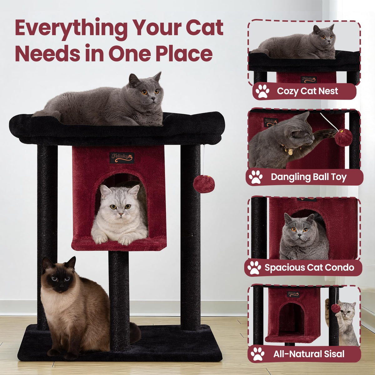 Feliskyn Pet Activity Structure in 28 Inches, Black