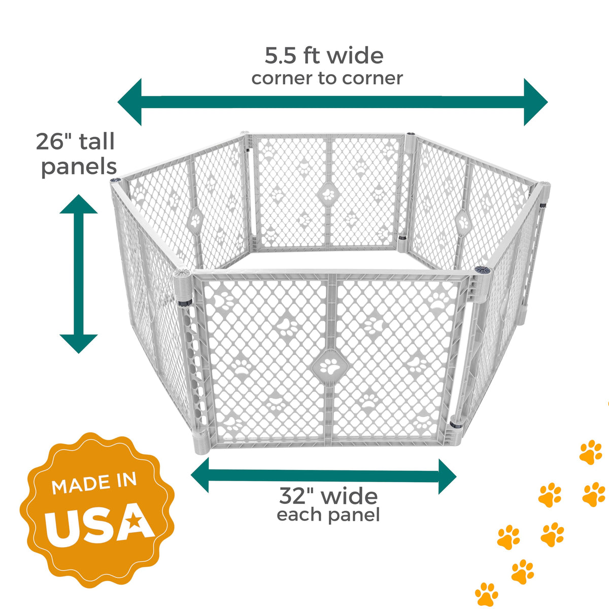 MYPET Pet Playpen in 6-Panel, Light Gray