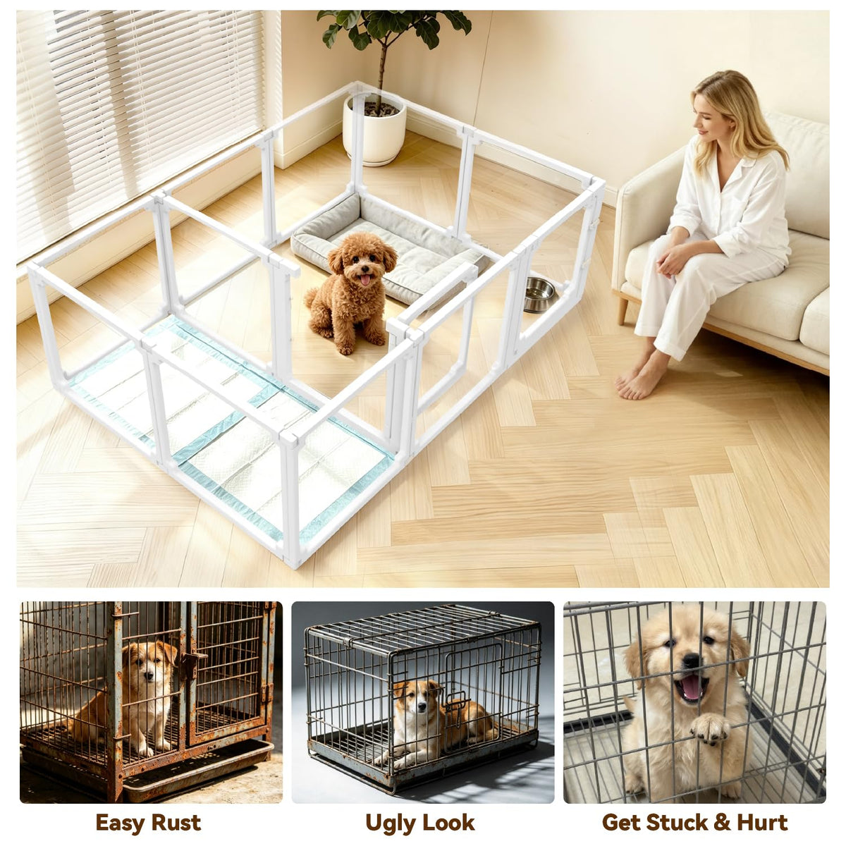 EVOTAILS Pet Playpen in 24", White