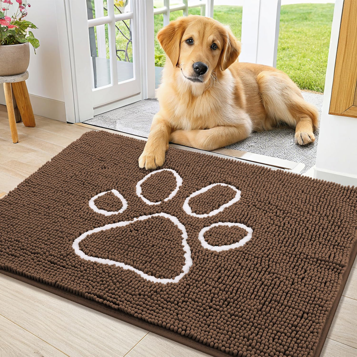 Smiry Rug in 36"X24", Coffee and White