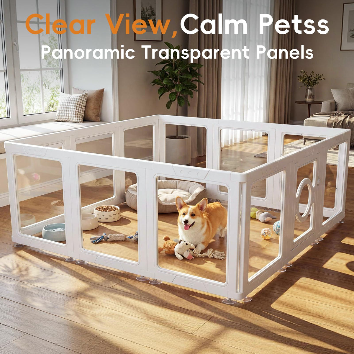 JEKO&JEKO Pet Playpen in Medium, White