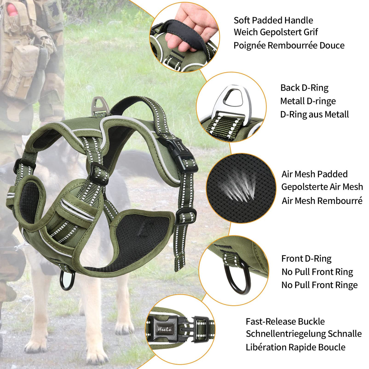 HEELE Animal Harness in XS, Green