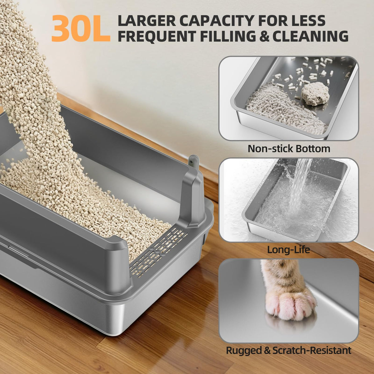 WoofiGo Litter Box in X-Large, 3 - Light Gray (Pack of 1)