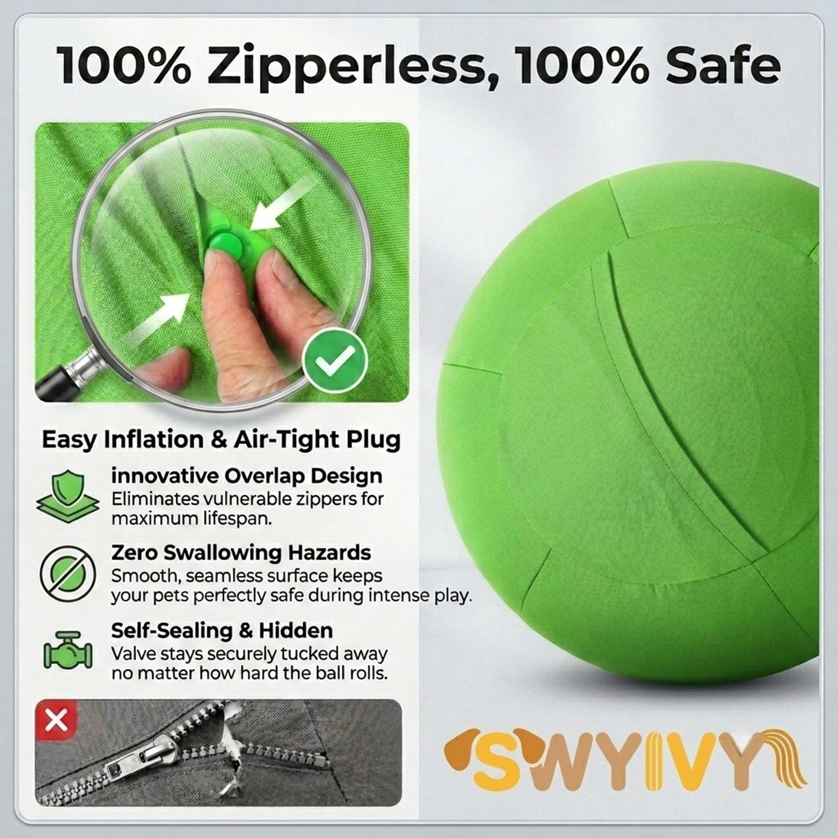 SWYIVY Recreation Ball in 25", Green Straps Ball Cover with Ball