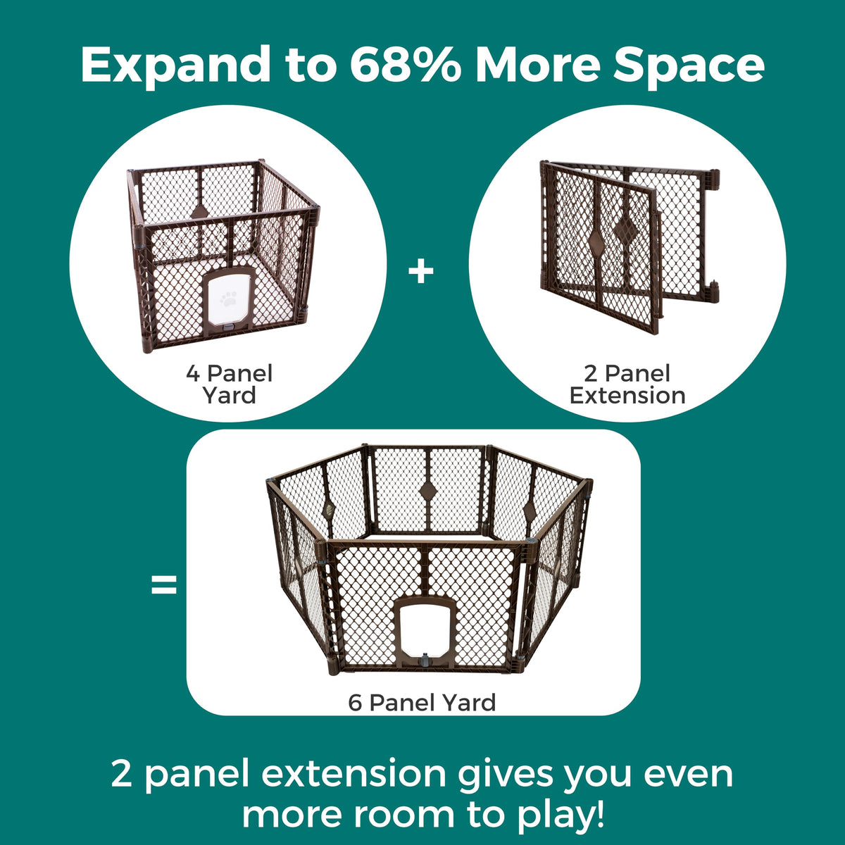 MYPET Pet Playpen in 2-Panel Extension, Espresso