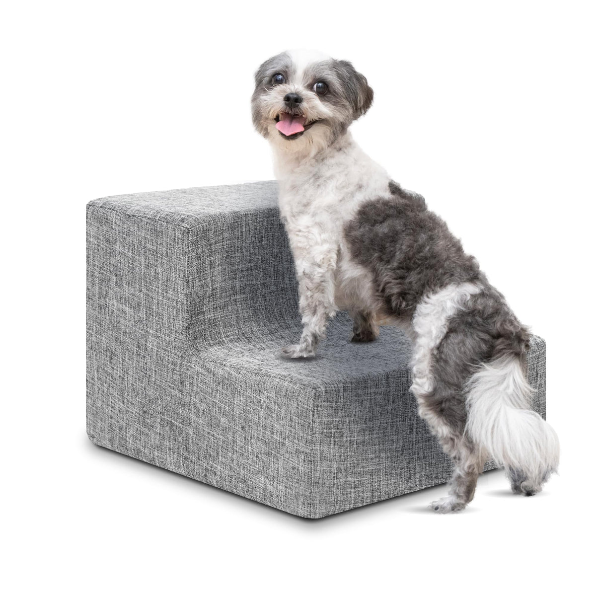 Best Pet Supplies Animal Stair in H: 12 Inches, Ash Gray Linen