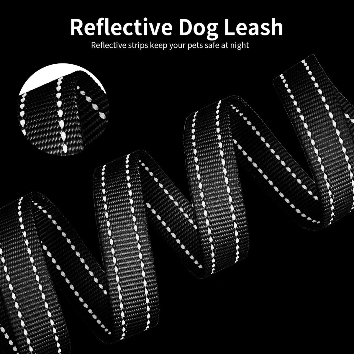kazazoo Leash in Adjustable, 5.5ft to 8.5ft, Black