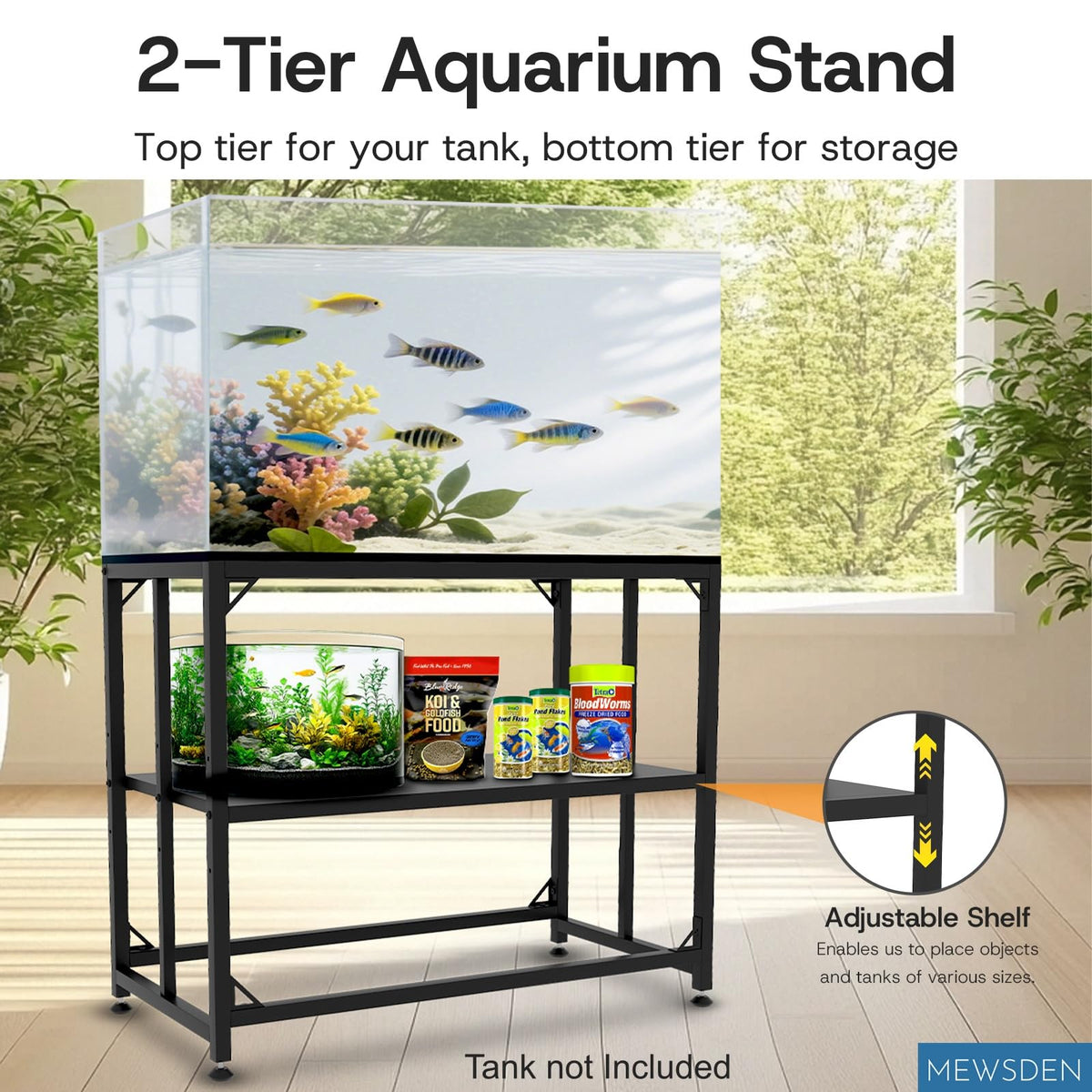 MEWSDEN Item Stand in (10 Gallon)24.8"x9.25", Black