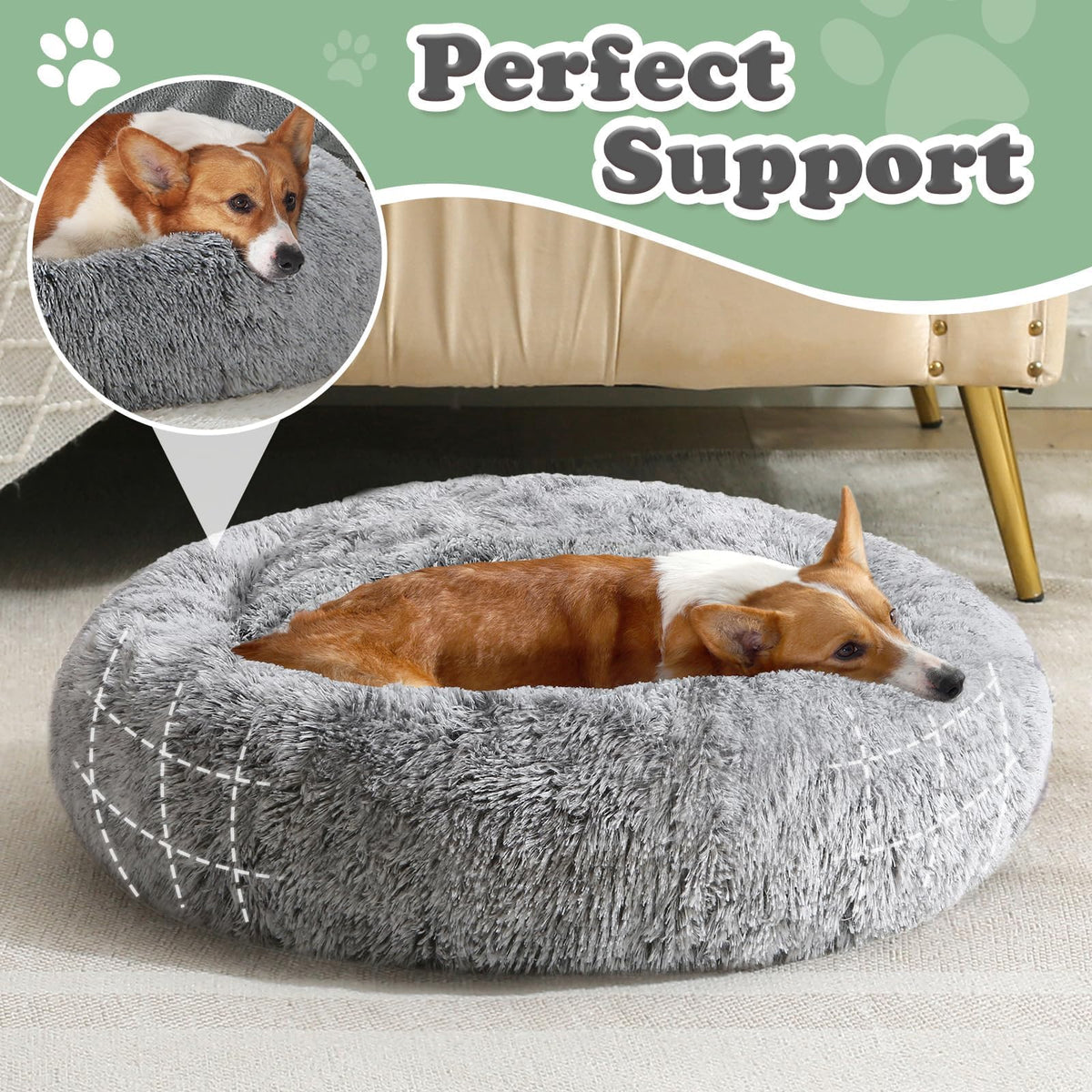 JOLLYVOGUE Pet Bed Mat in 23", Smoke Black