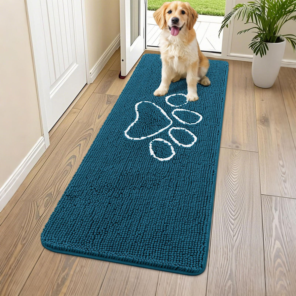 Smiry Rug in 59"X24", Atlantic Blue and White