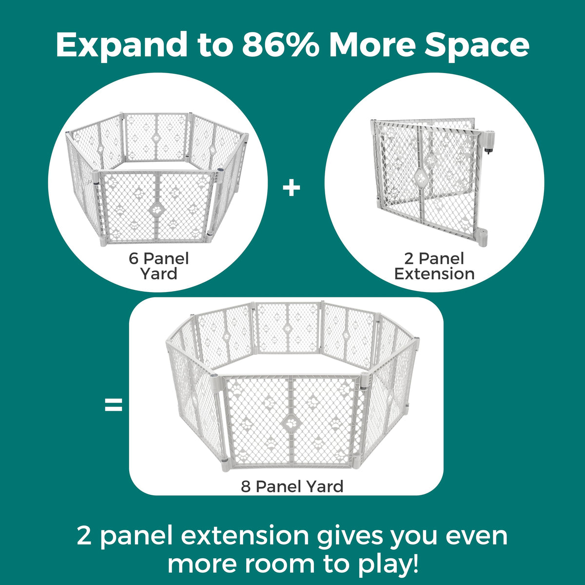 MYPET Pet Playpen in 2-Panel Extension, Light Gray