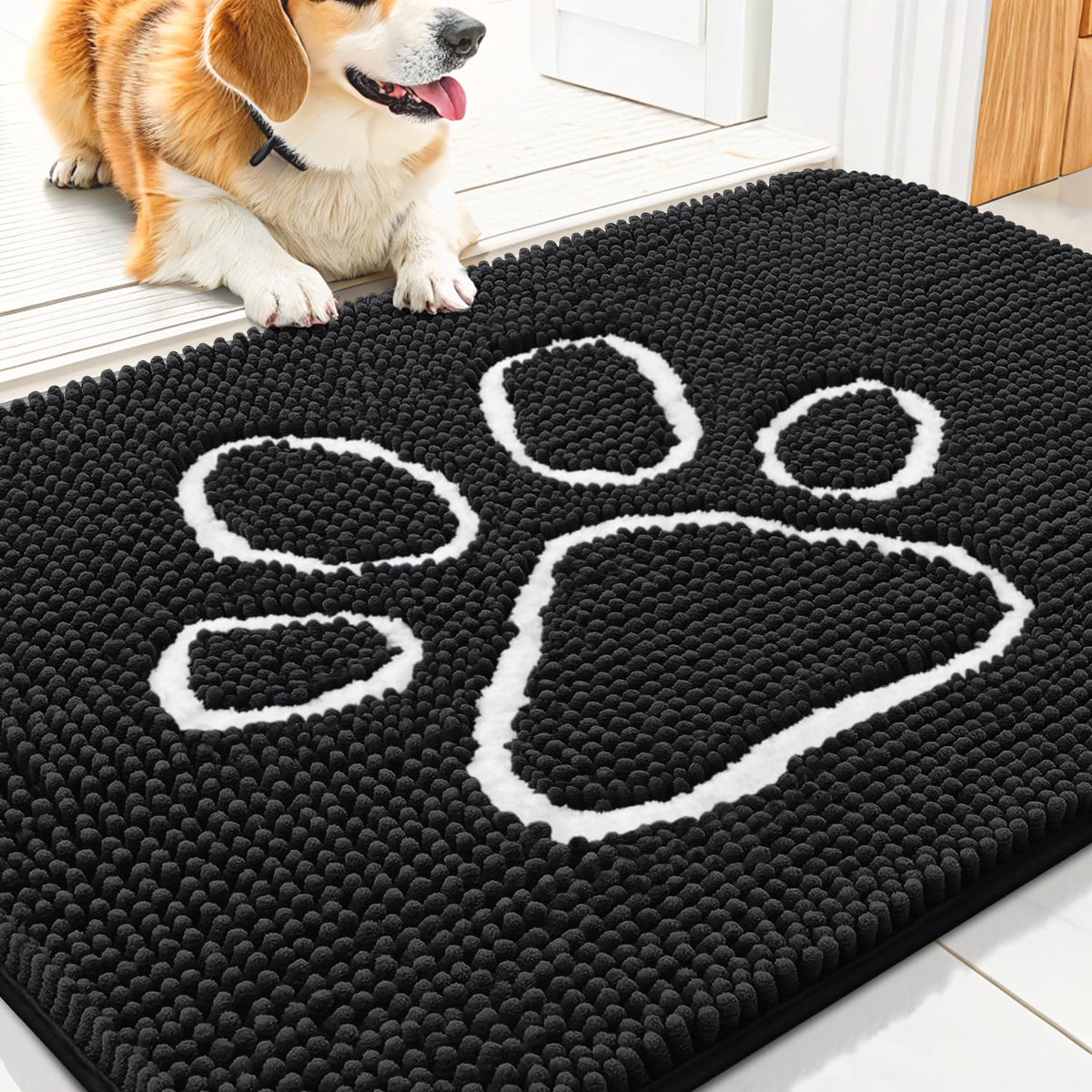 Smiry Rug in 30"X20", Black and White