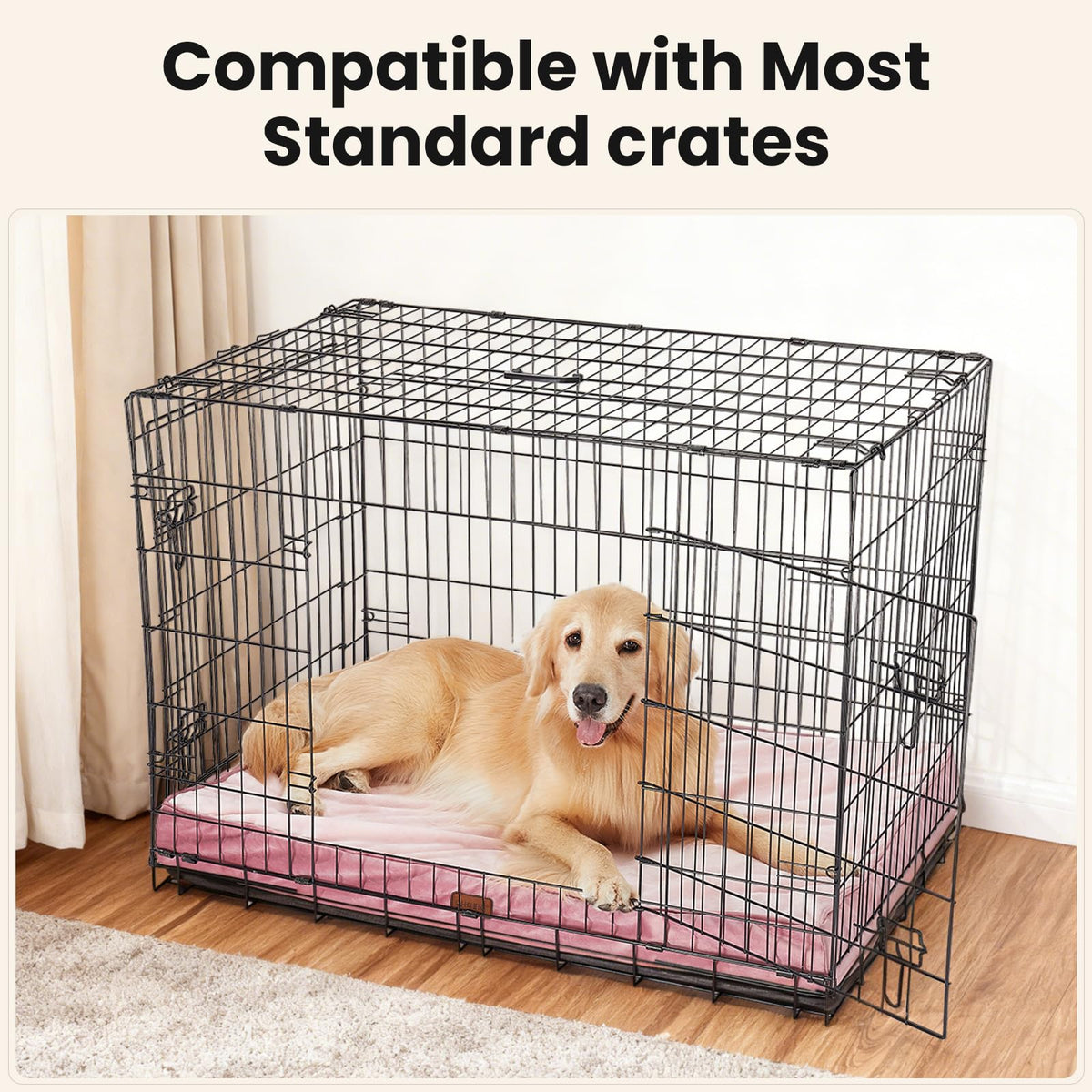 OhGeni Pet Bed Mat in 41" x 28" x 4" (For Crate), 02-Pink